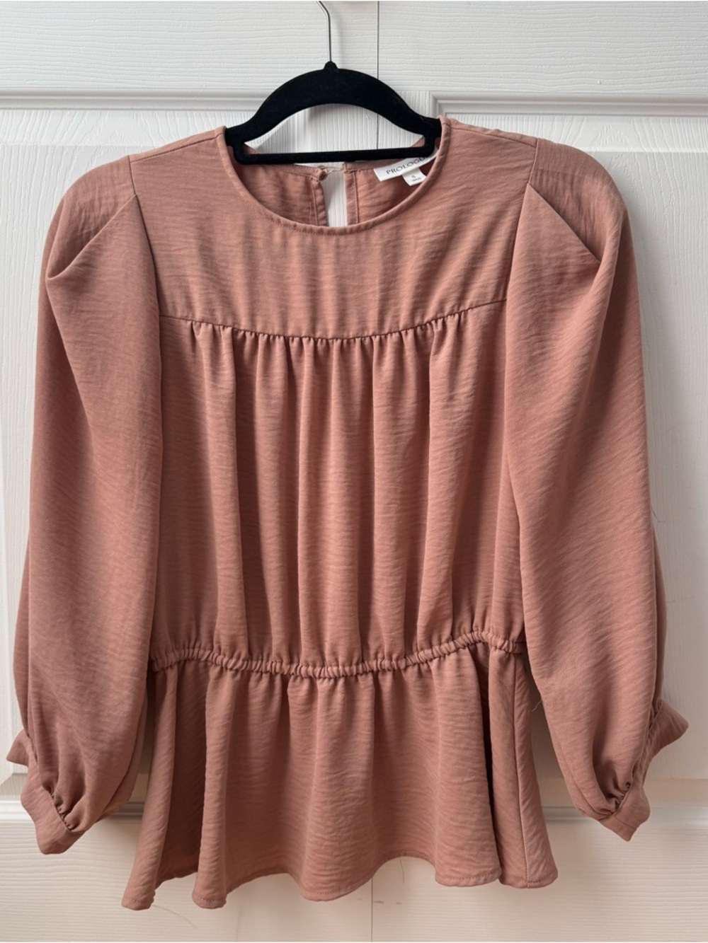 Prologue Dusty Rose Long Sleeve Peplum Blouse